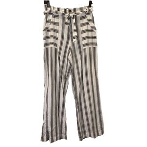 O'NEILL Womens Size M Wideleg White Sandoval Blue Stripe Beach Pants‎ Coastal